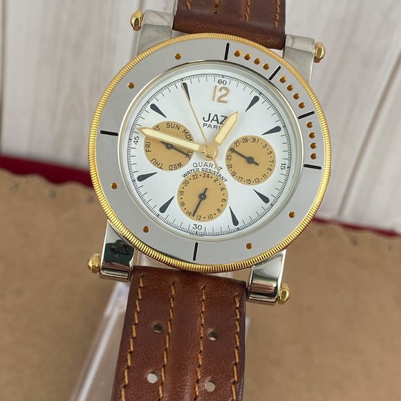 Vintage Jaz Paris Chronograph Triple Date Watch NIB - Picture 2 of 11